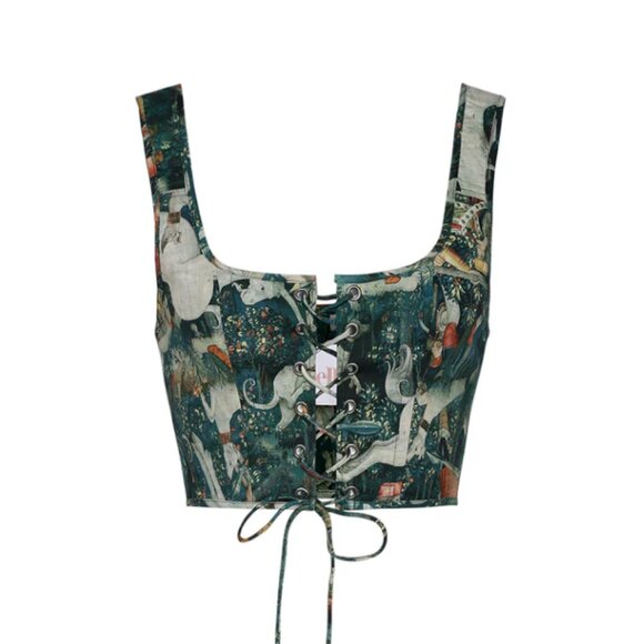 Selkie The Unicorn Defends Himself Soft Corset Lace Up Cropped - Picture 3 of 8